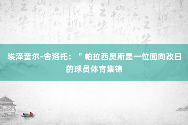 埃泽奎尔-舍洛托：＂帕拉西奥斯是一位面向改日的球员体育集锦