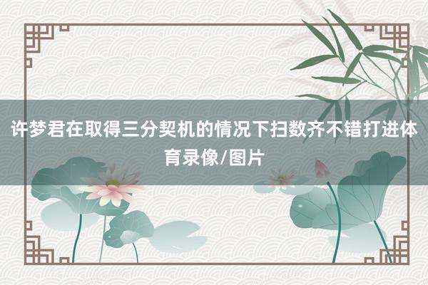 许梦君在取得三分契机的情况下扫数齐不错打进体育录像/图片